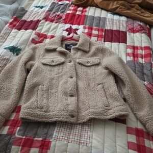Y2k Hollister Beige Sherpa Jean Jacket